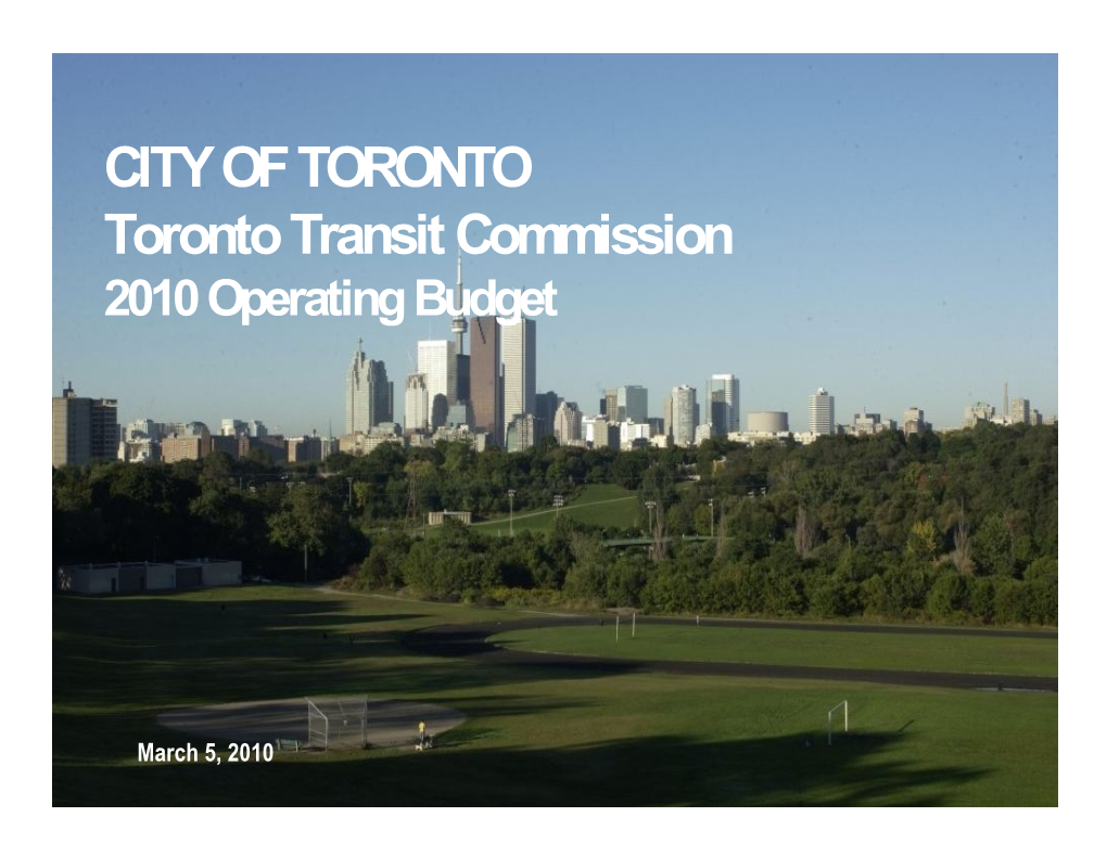 2010 Budget Toronto Transit Commission