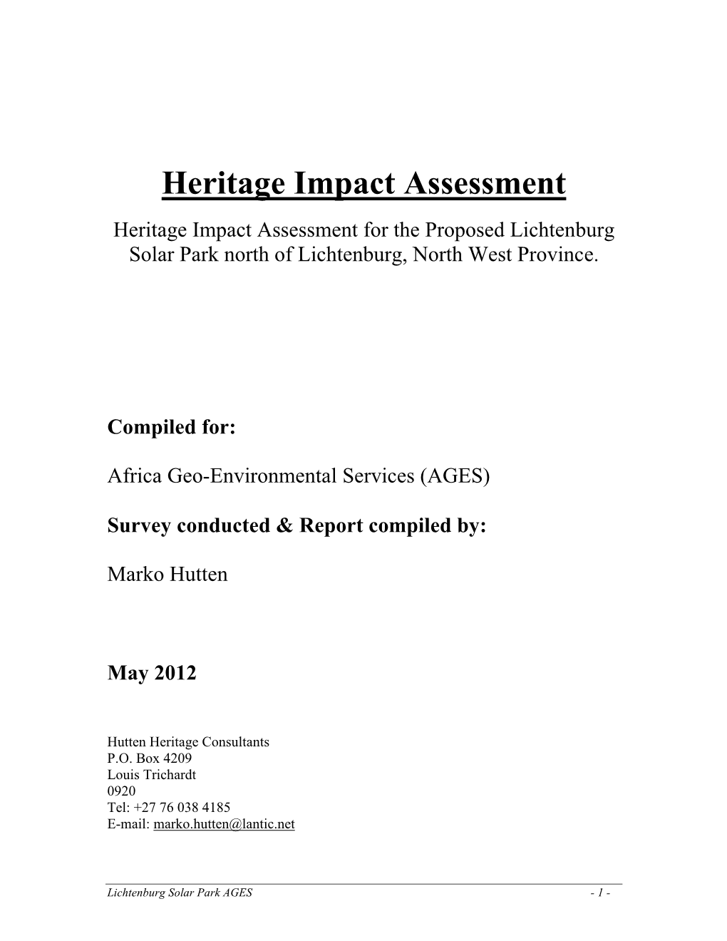 Heritage Impact Assessment