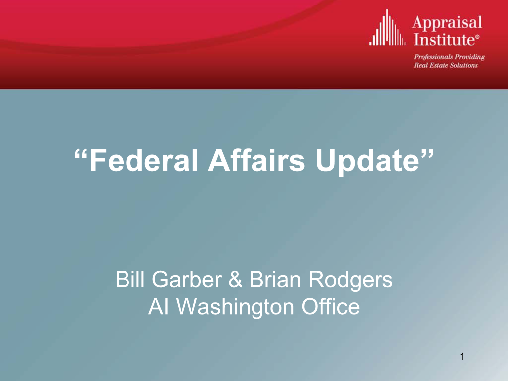 “Federal Affairs Update”