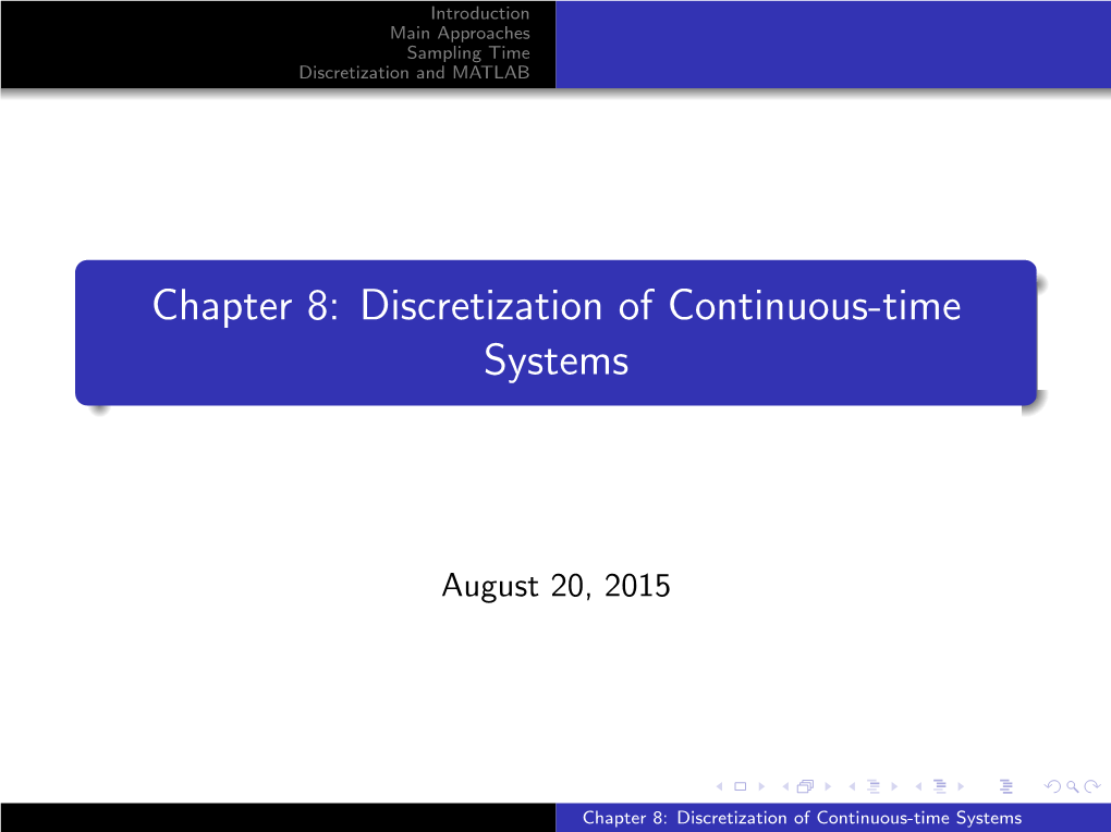 Chapter 8: Discretization of Continuous-Time Systems