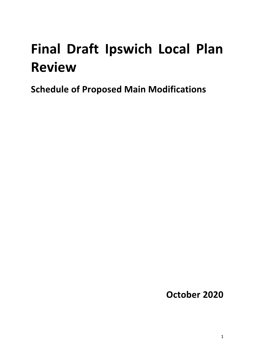 Final Draft Ipswich Local Plan Review Schedule of Proposed Main Modifications