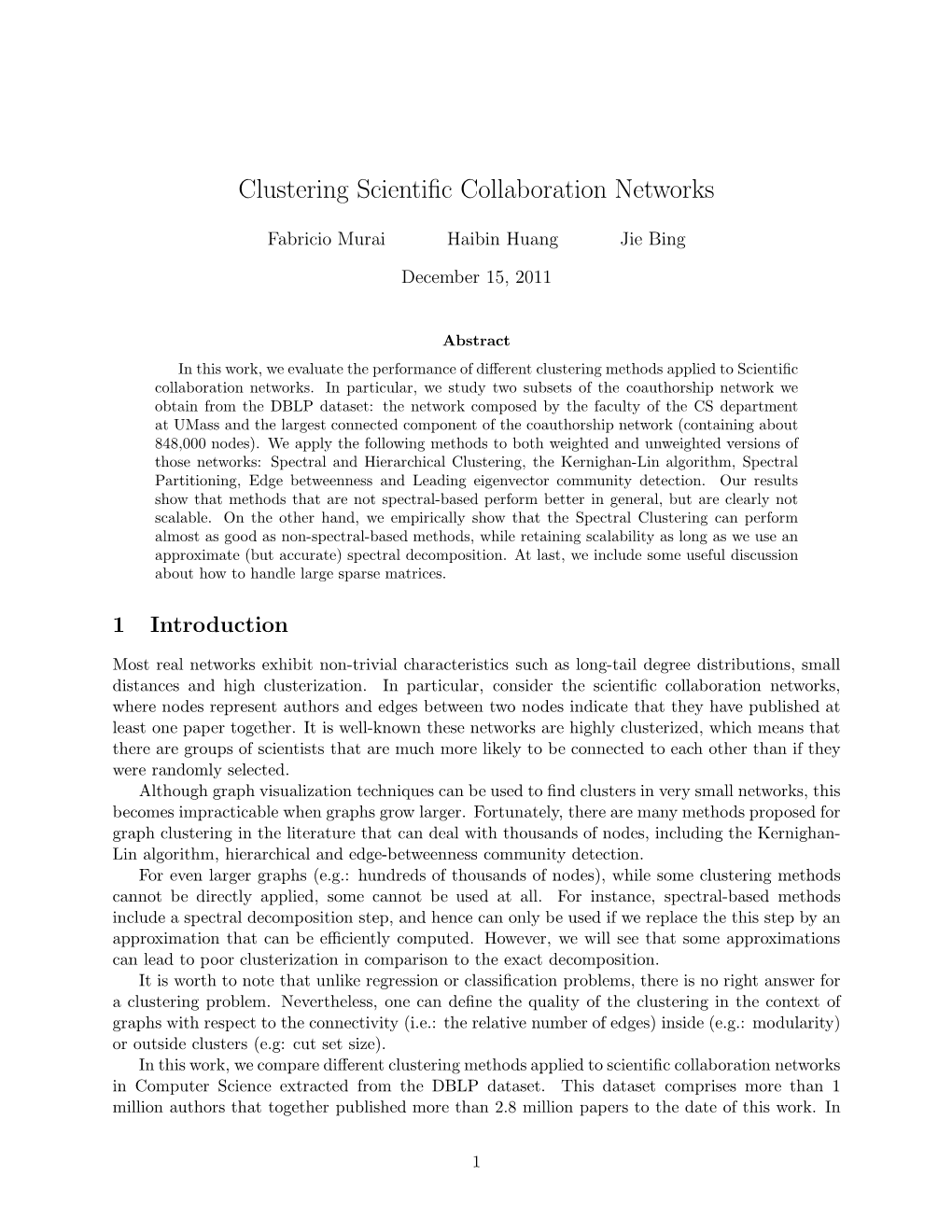 Clustering Scientific Collaboration Networks