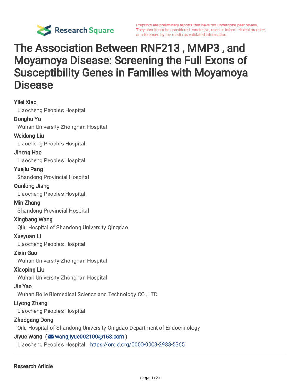 Screening the Full Exons of Susceptibility Genes in Families with Moyamoya Disease
