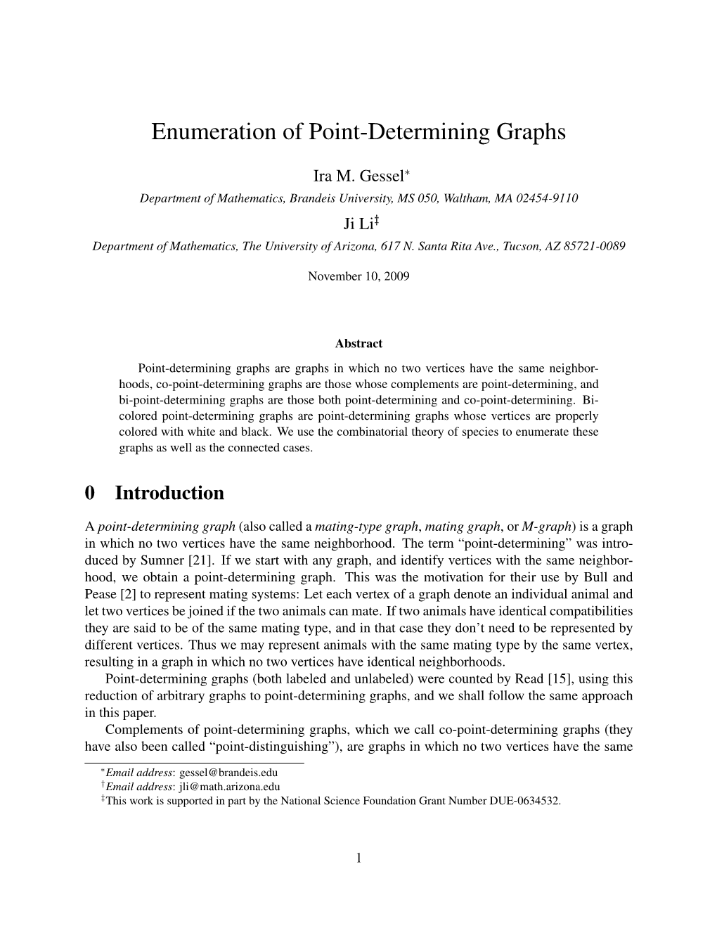 Enumeration of Point-Determining Graphs