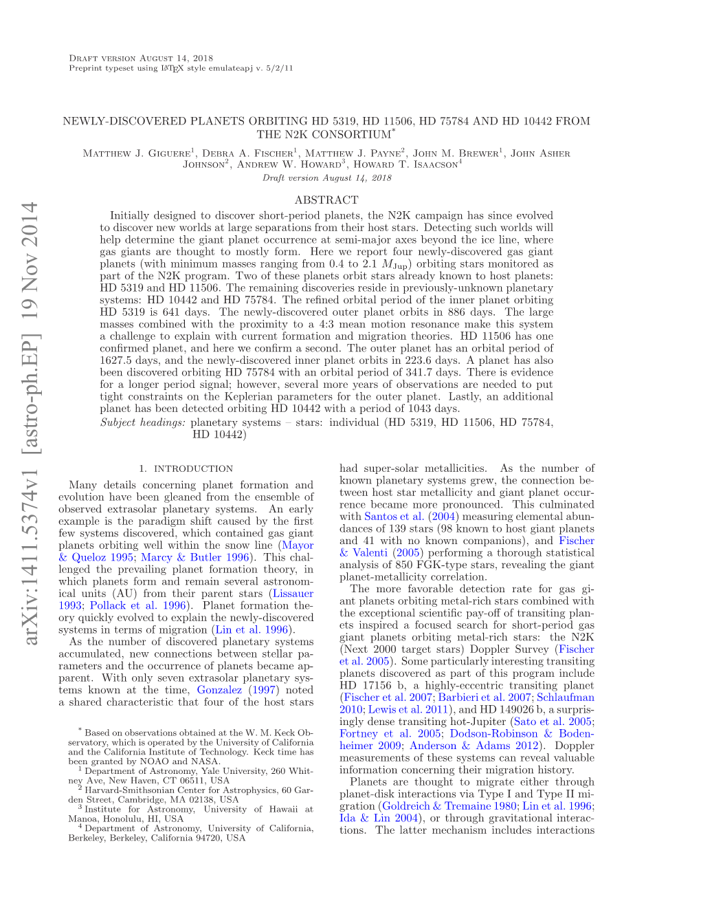 Newly-Discovered Planets Orbiting HD~ 5319, HD~ 11506, HD~ 75784