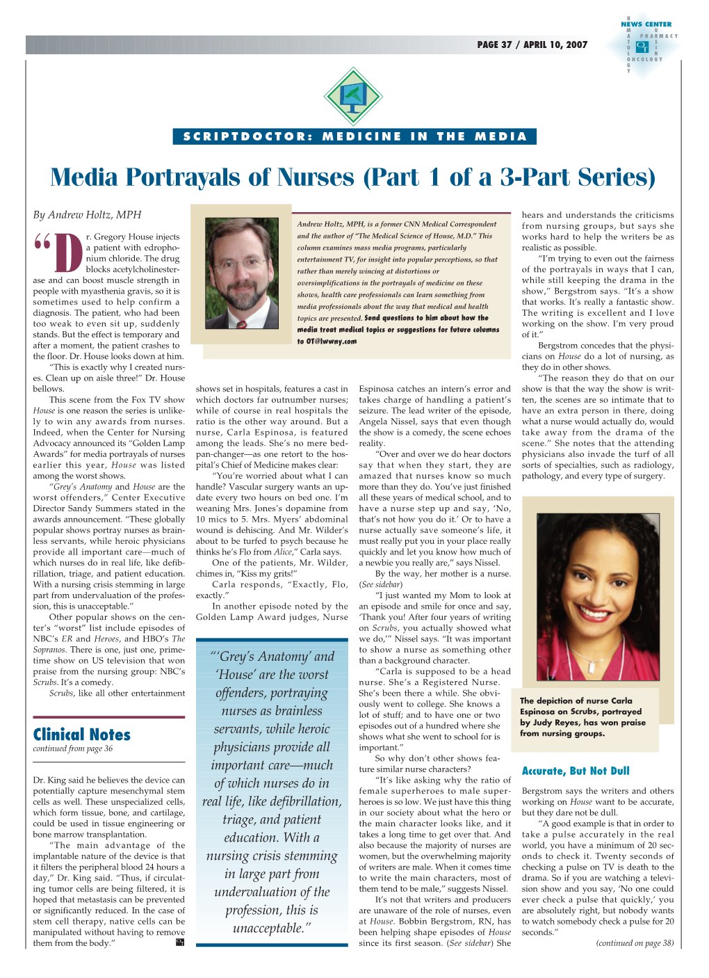 Media Portrayals of Nurses (Part 1 of a 3-Part Series)