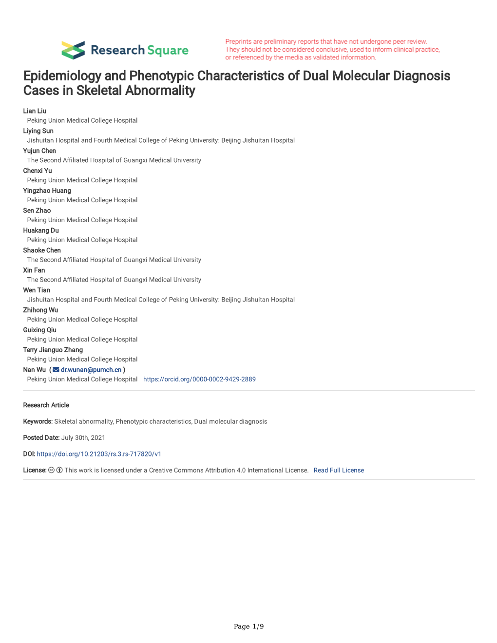 Epidemiology and Phenotypic Characteristics of Dual Molecular Diagnosis Cases in Skeletal Abnormality