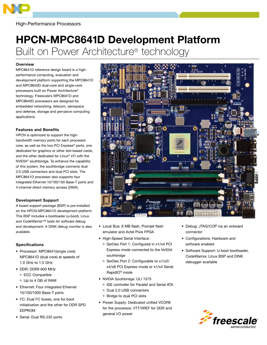 HPCN-MPC8641D Development Platform Built on Power Architecture® Technology
