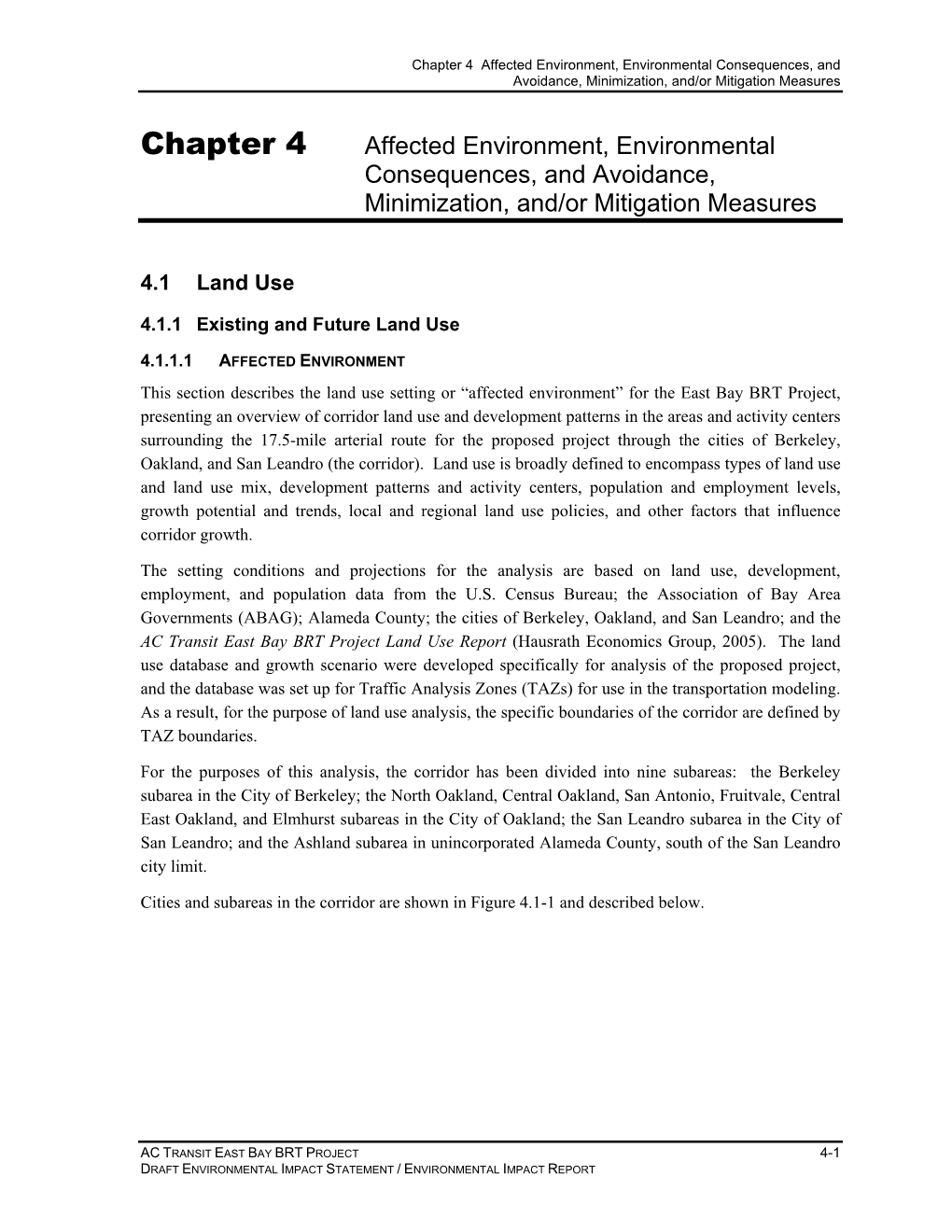 Chapter 4 Affected Environment, Environmental Consequences, and Avoidance, Minimization, And/Or Mitigation Measures