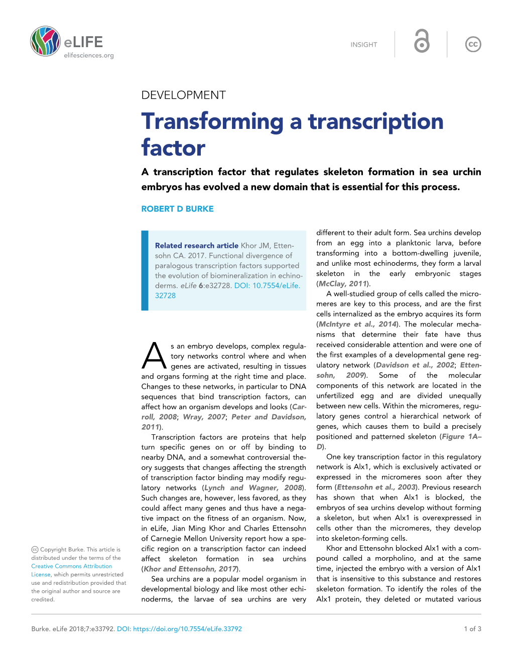 Transforming a Transcription Factor