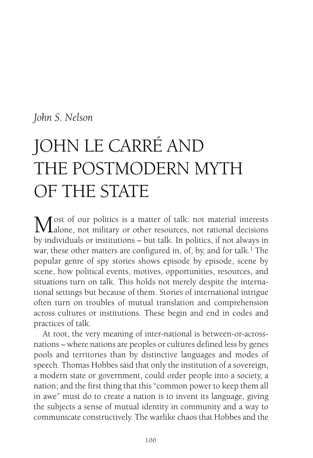John Le Carré and the Postmodern Myth of the State