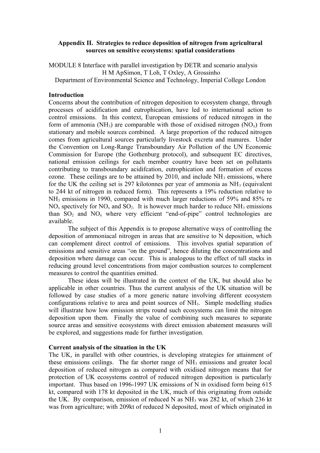 Strategies To Reduce Deposition Of Nitrogen From Agricultural Sources On Sensitive Ecosystems: Spatial Considerations