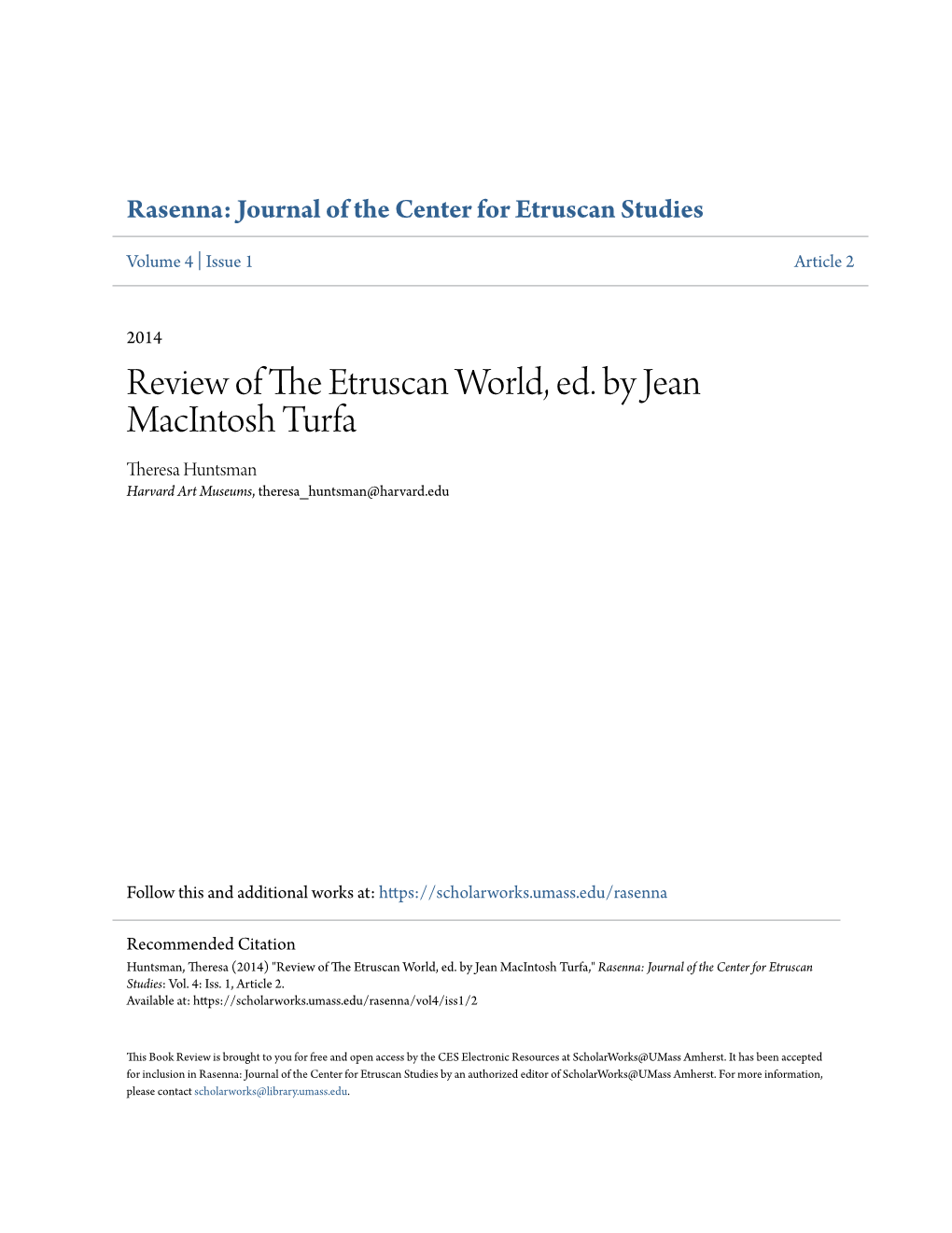 Review of the Etruscan World, Ed. by Jean Macintosh Turfa