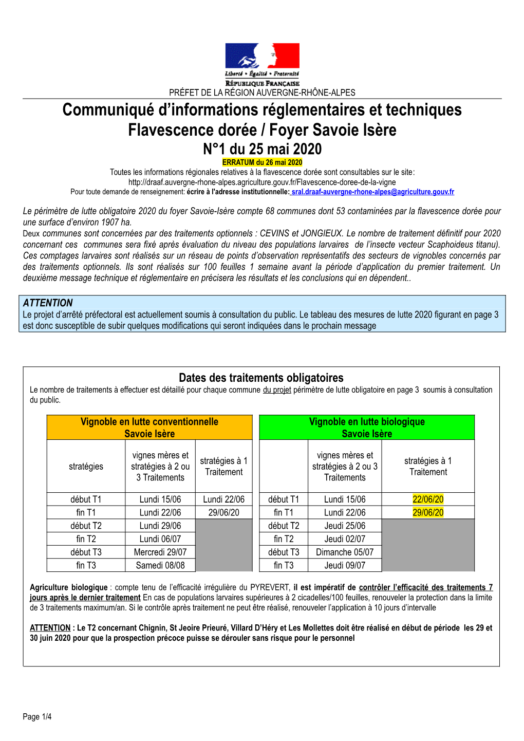 Communiqué D'informations Réglementaires Et Techniques