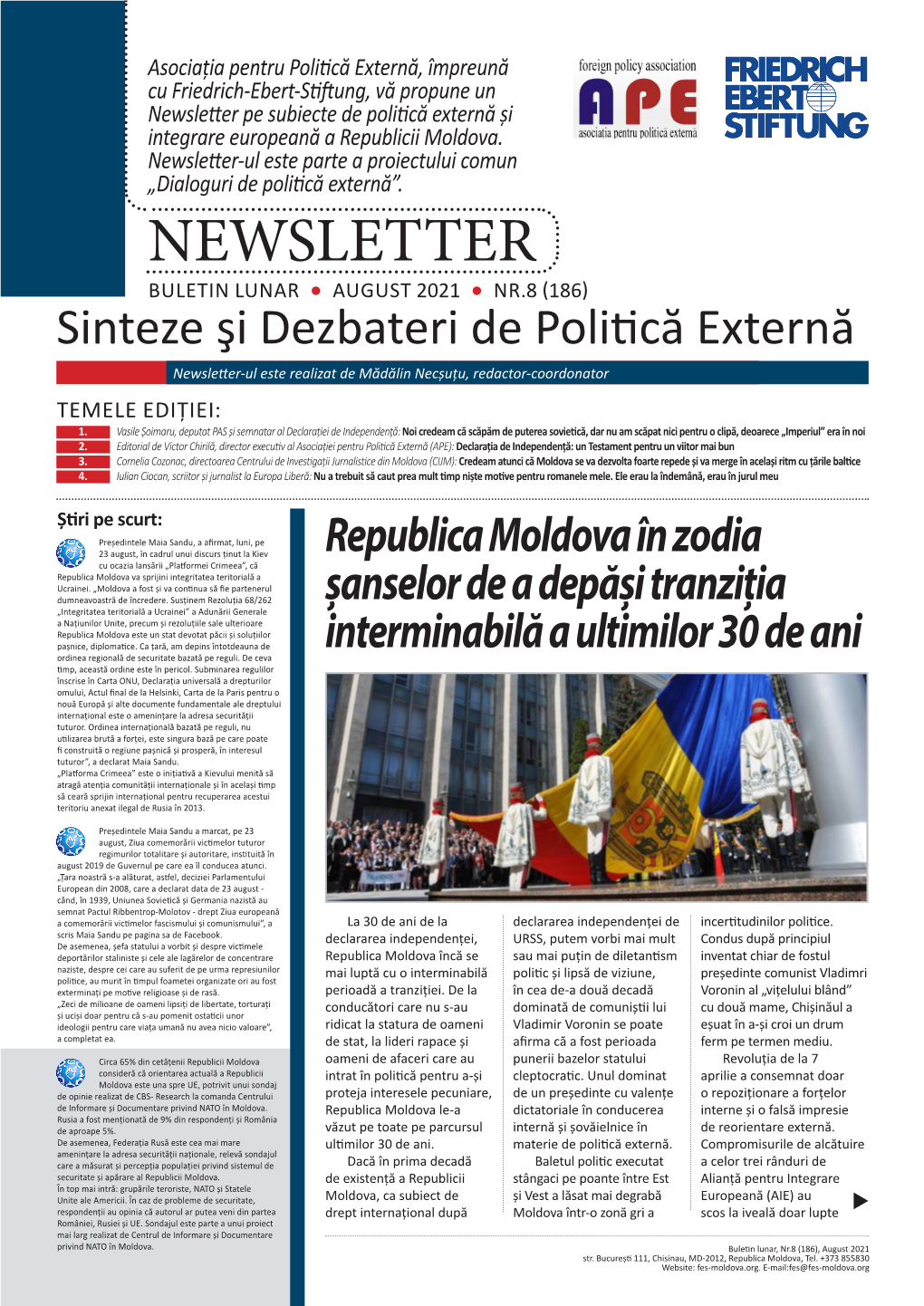 Newsletter Pe Subiecte De Politică Externă Și Integrare Europeană a Republicii Moldova