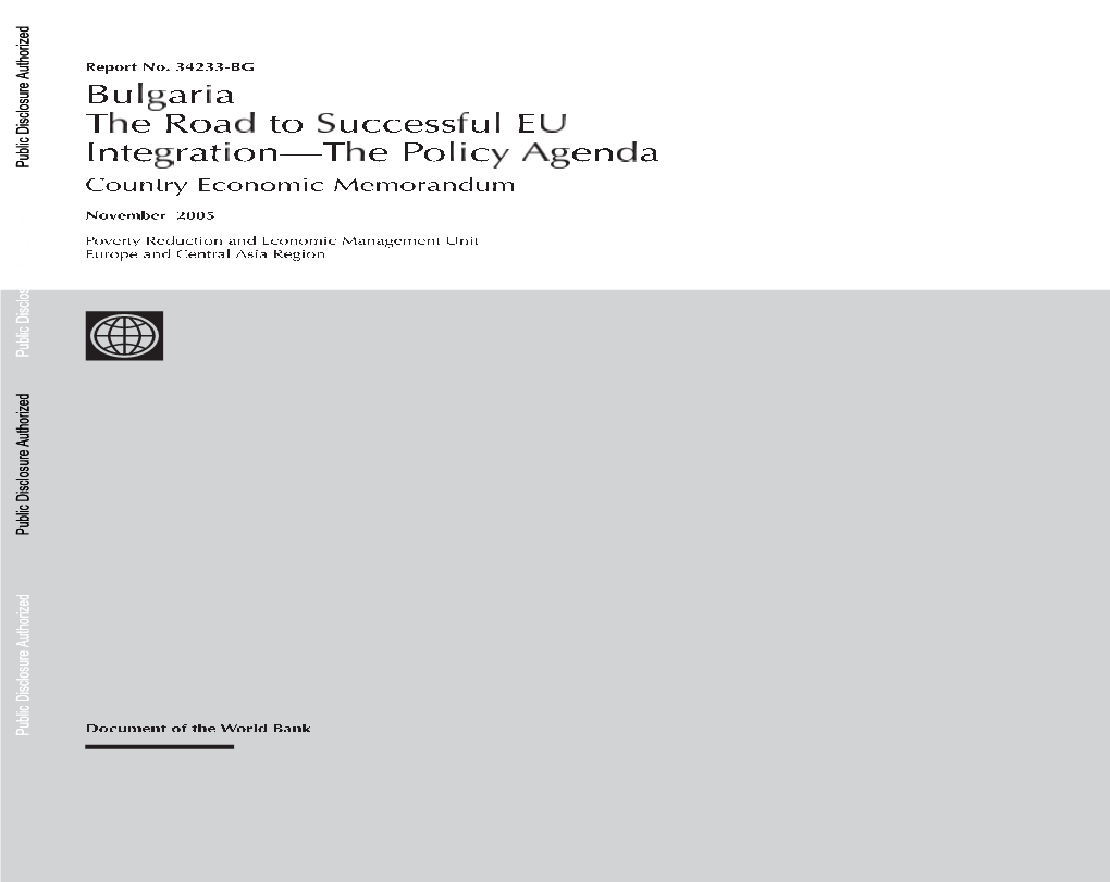 Bulgaria the Road to Successful EU Integration—The Policy Agenda