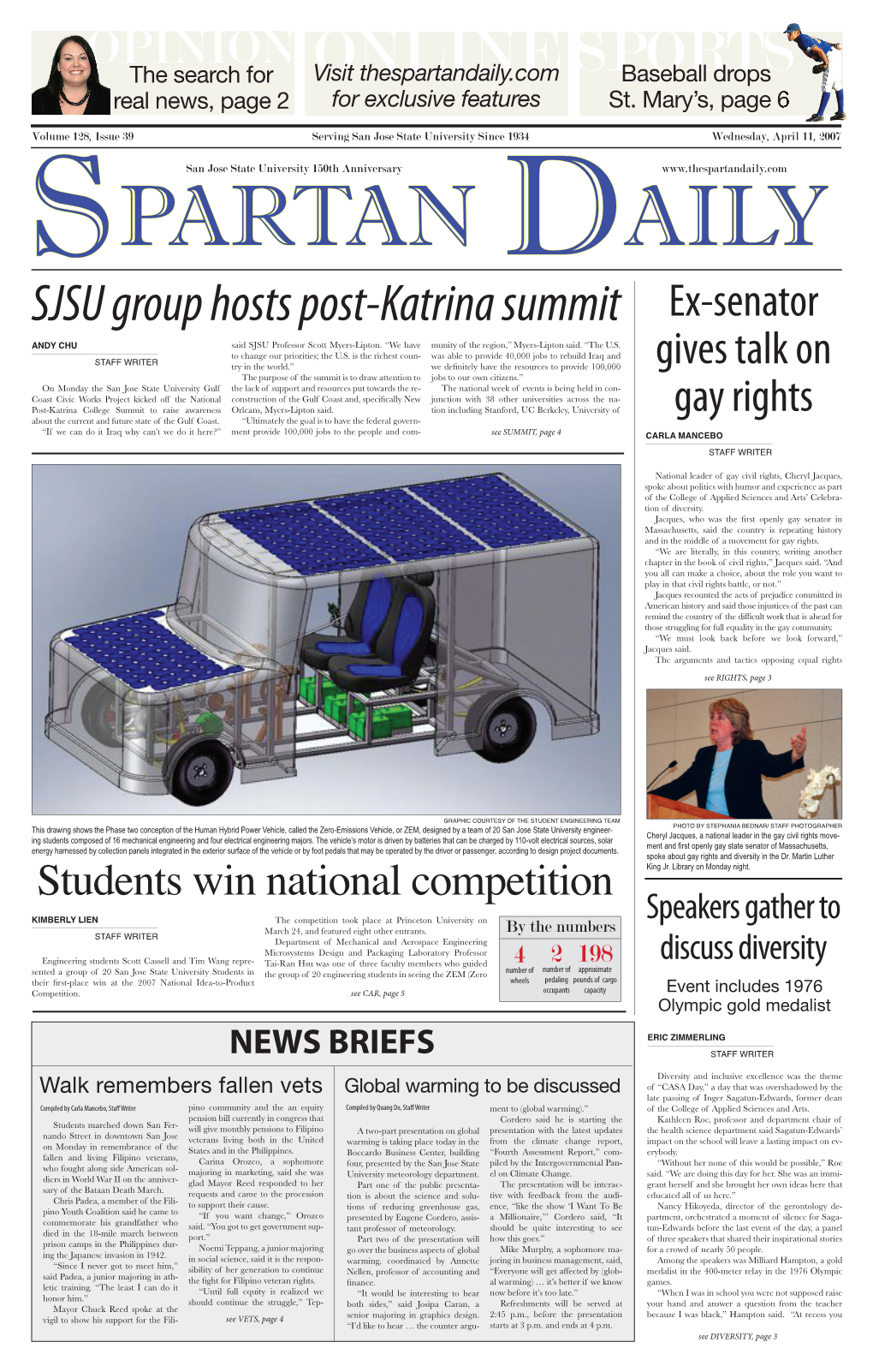 SJSU Group Hosts Post-Katrina Summit Ex-Senator