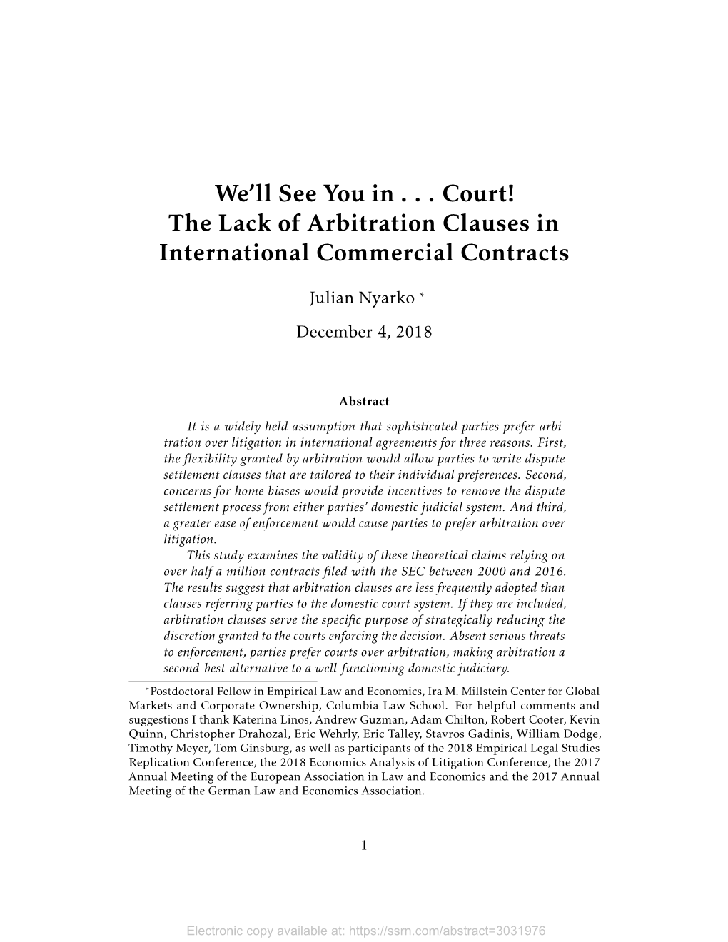 The Lack of Arbitration Clauses in International Commercial Contracts