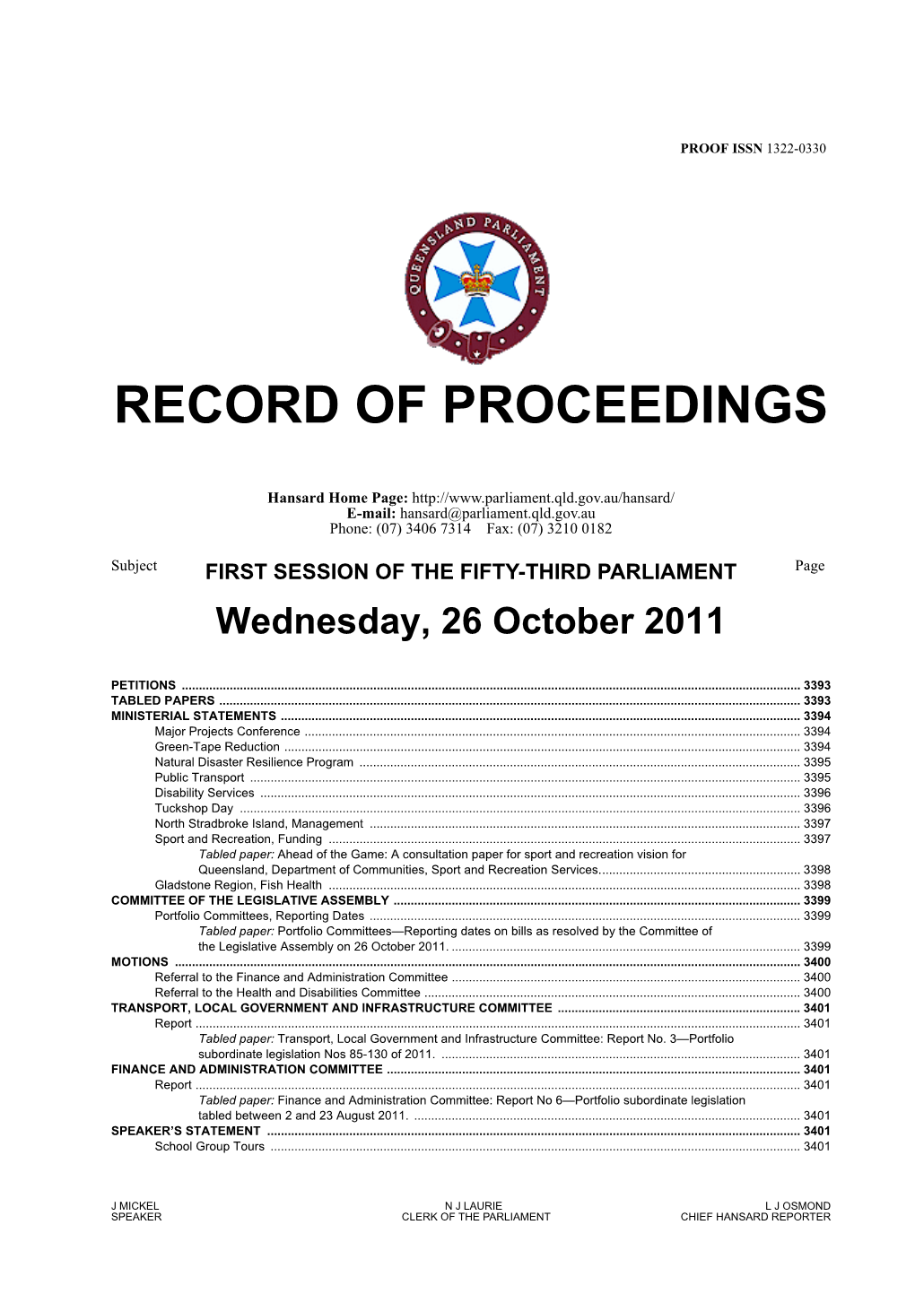 Record of Proceedings