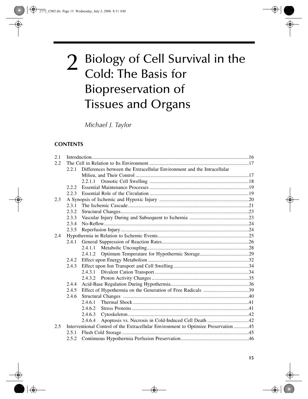 2 Biology of Cell Survival in the Cold