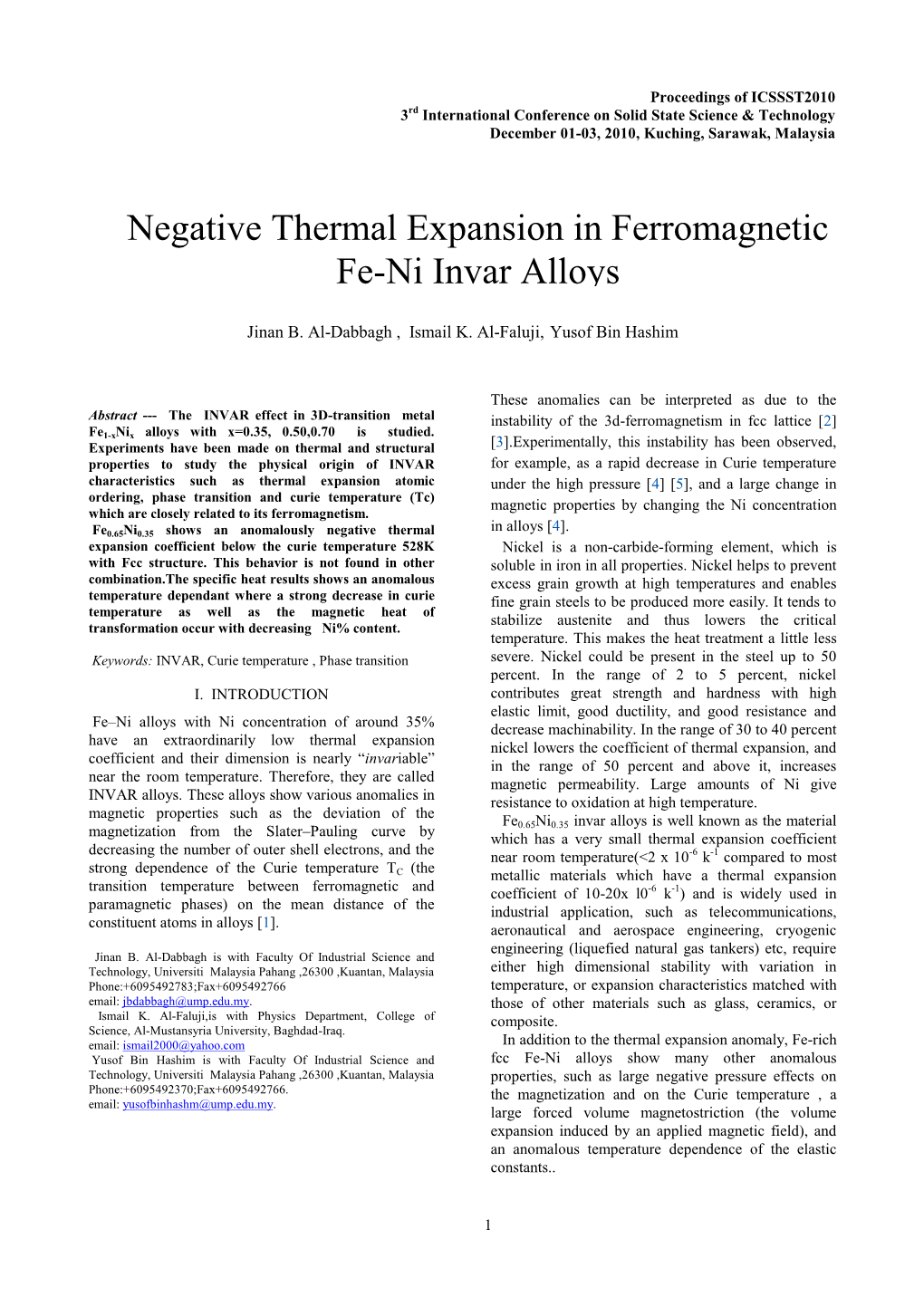 Negative Thermal Expansion in Ferromagnetic Fe-Ni Invar Alloys