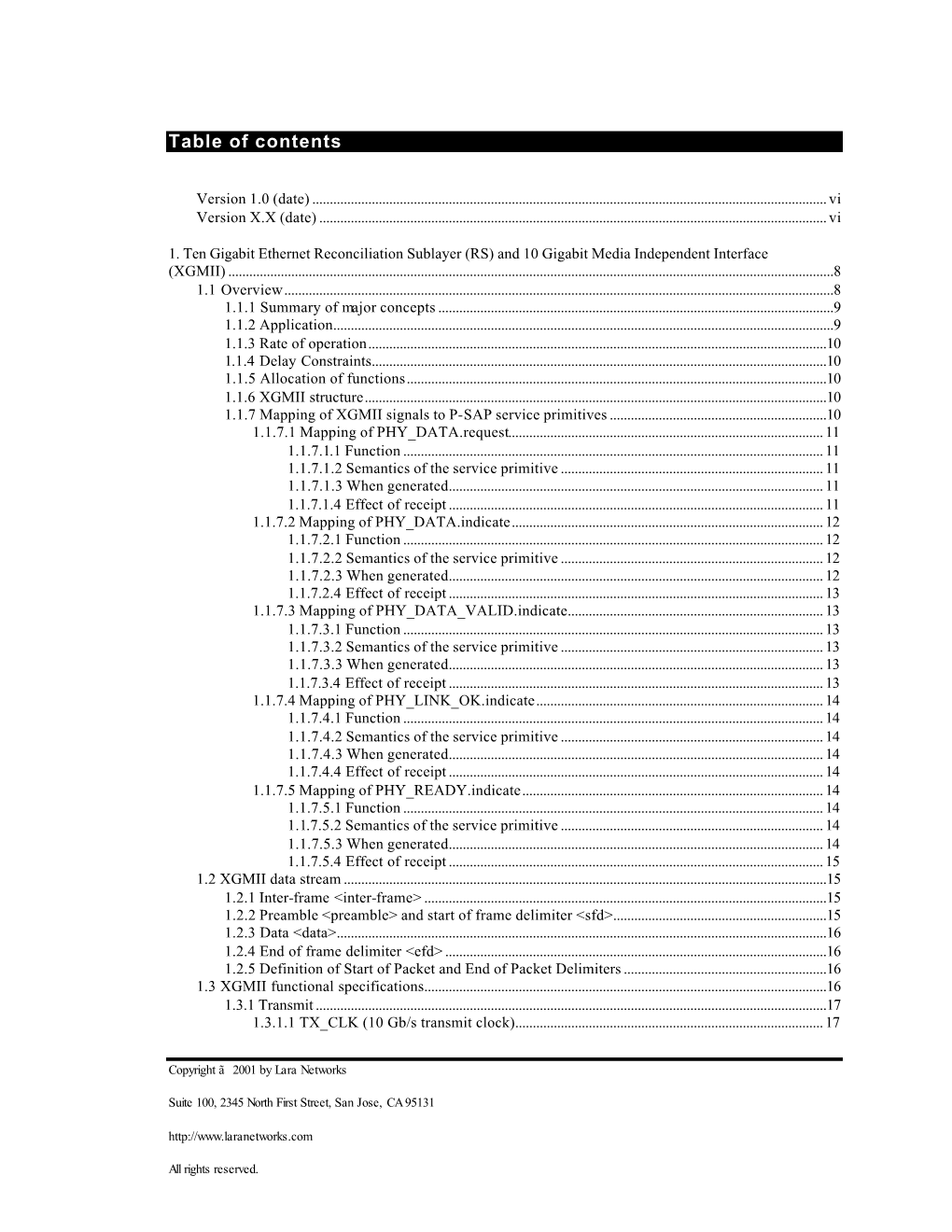 Table of Contents