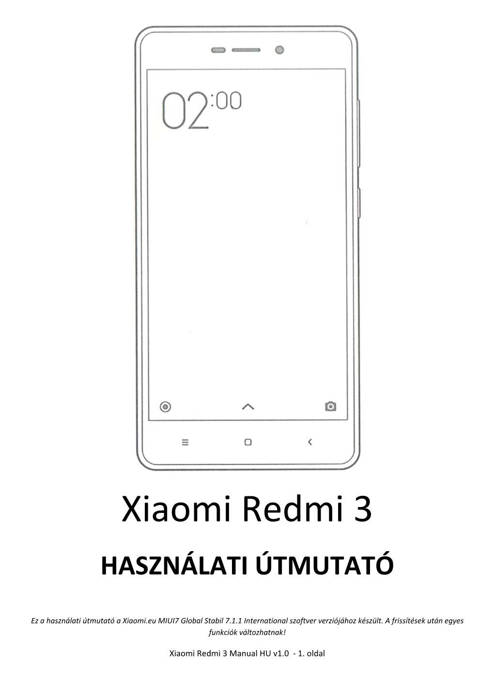 Xiaomi Redmi 3 HASZNÁLATI ÚTMUTATÓ
