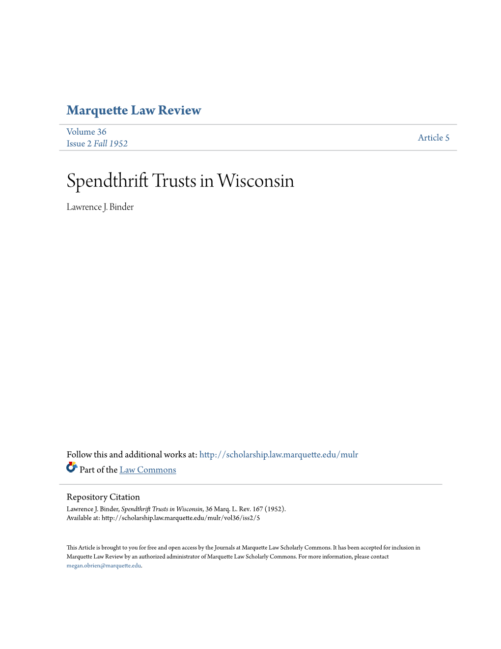 Spendthrift Trusts in Wisconsin