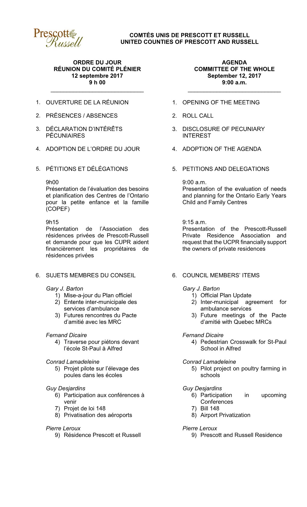 Comtés Unis De Prescott Et Russell United Counties of Prescott and Russell