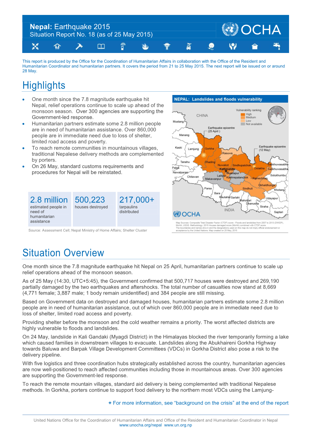 Highlights Situation Overview