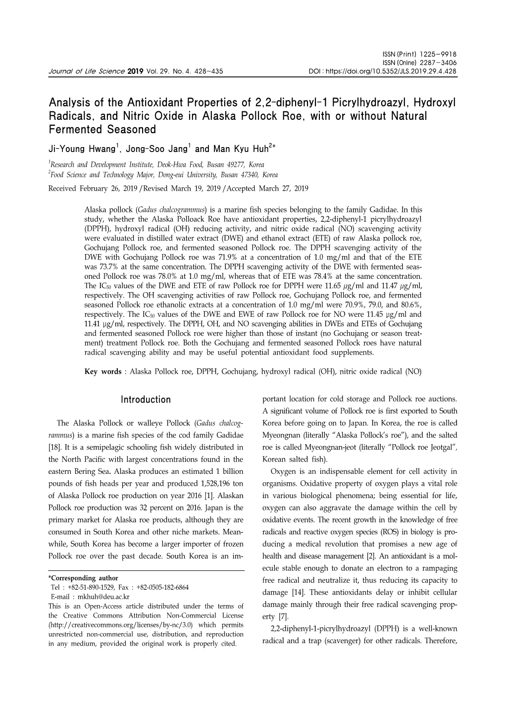 Analysis of the Antioxidant Properties of 2,2-Diphenyl-1 Picrylhydroazyl