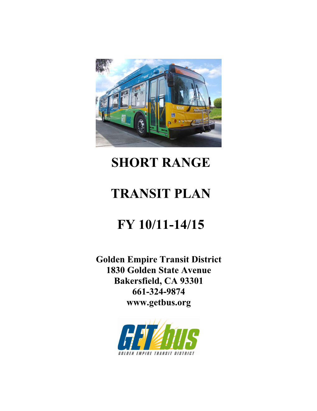 Short Range Transit Plan Fy 10/11-14/15