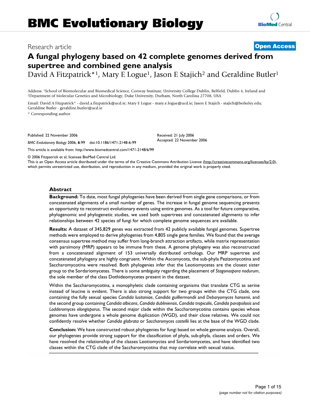 BMC Evolutionary Biology Biomed Central