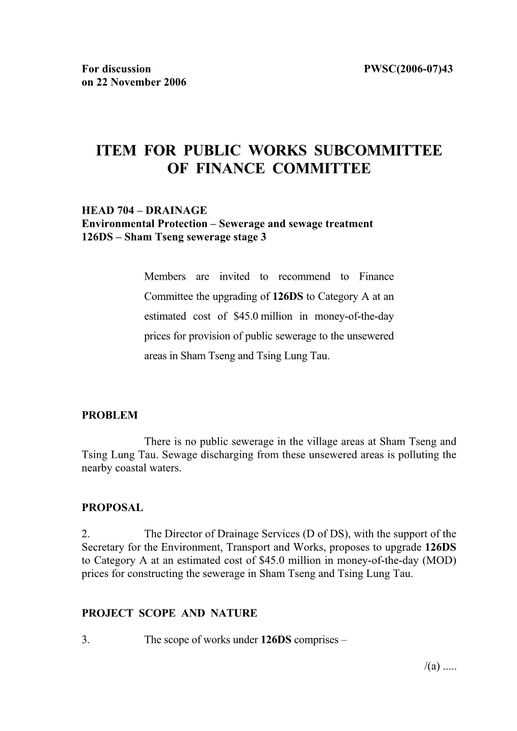 Sham Tseng Sewerage Stage 3