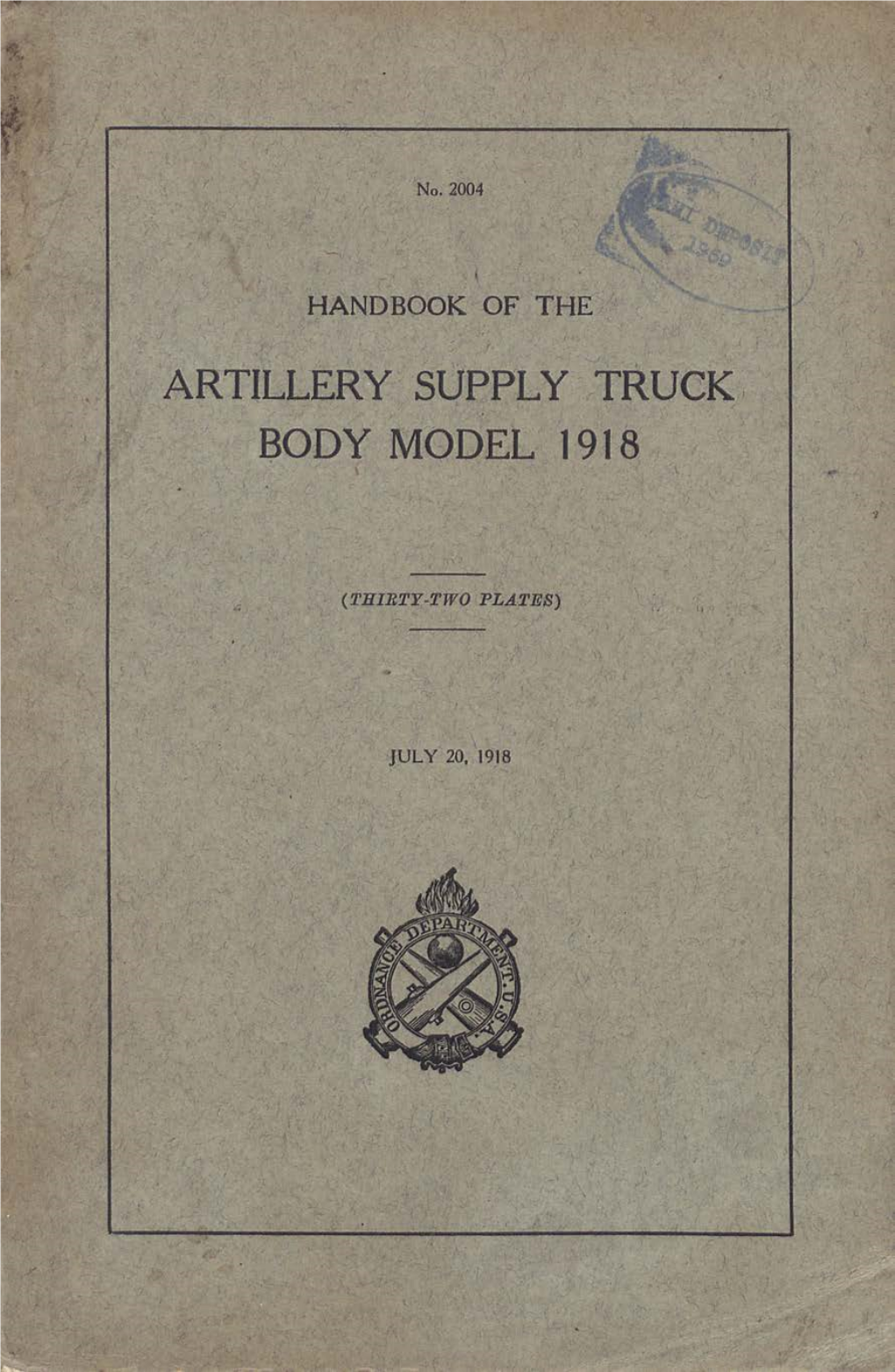 Artillery Supply Truck Body Model 1918