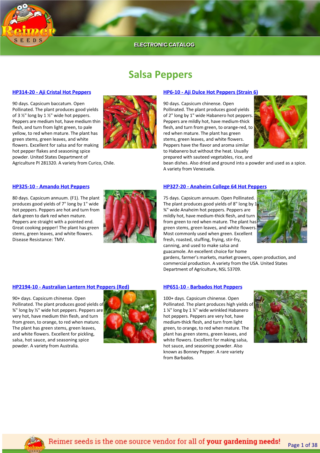 Reimer Seeds Catalog