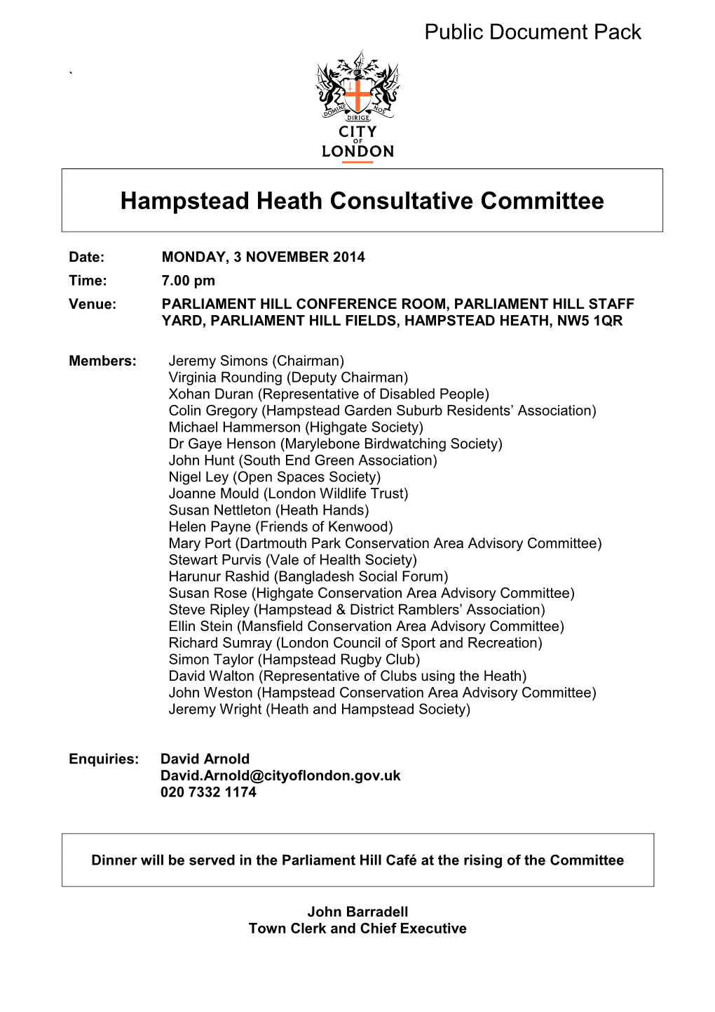 (Public Pack)Agenda Document for Hampstead Heath Consultative