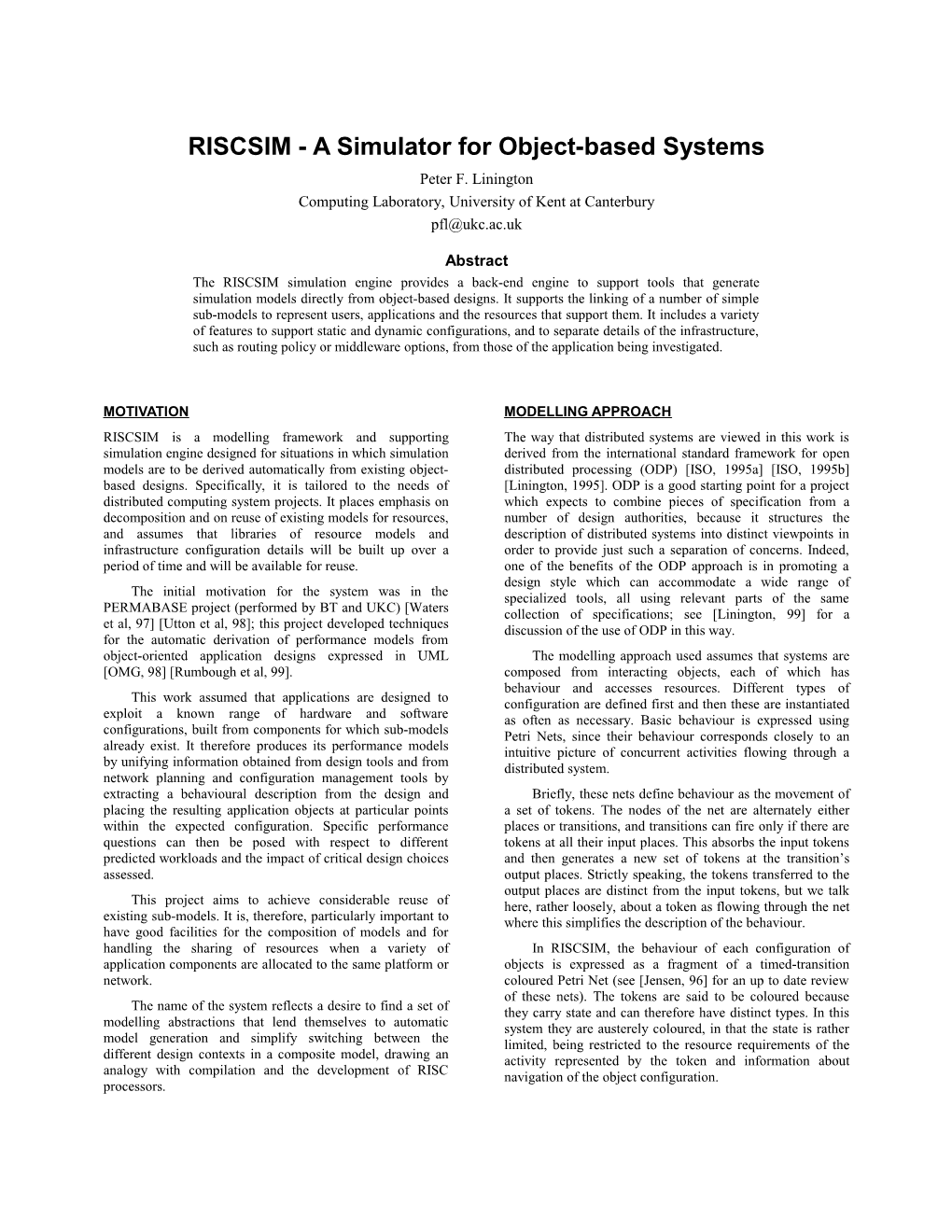 RISCSIM - a Simulator for Object-Based Systems