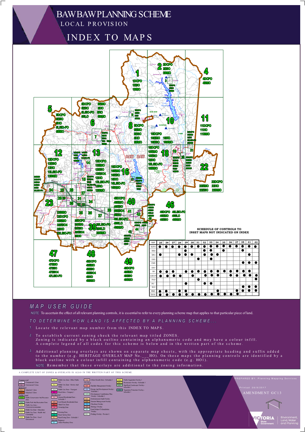 Baw Baw Planning Scheme I N D E X T O M A