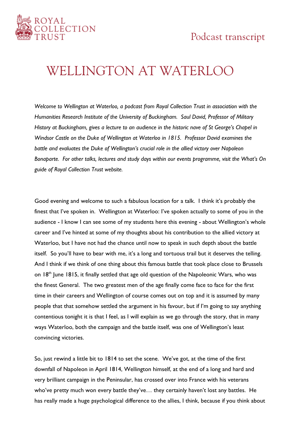 Wellington at Waterloo