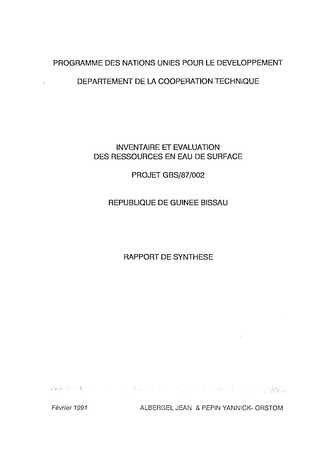 République De Guinée Bissau : Rapport De Synthèse