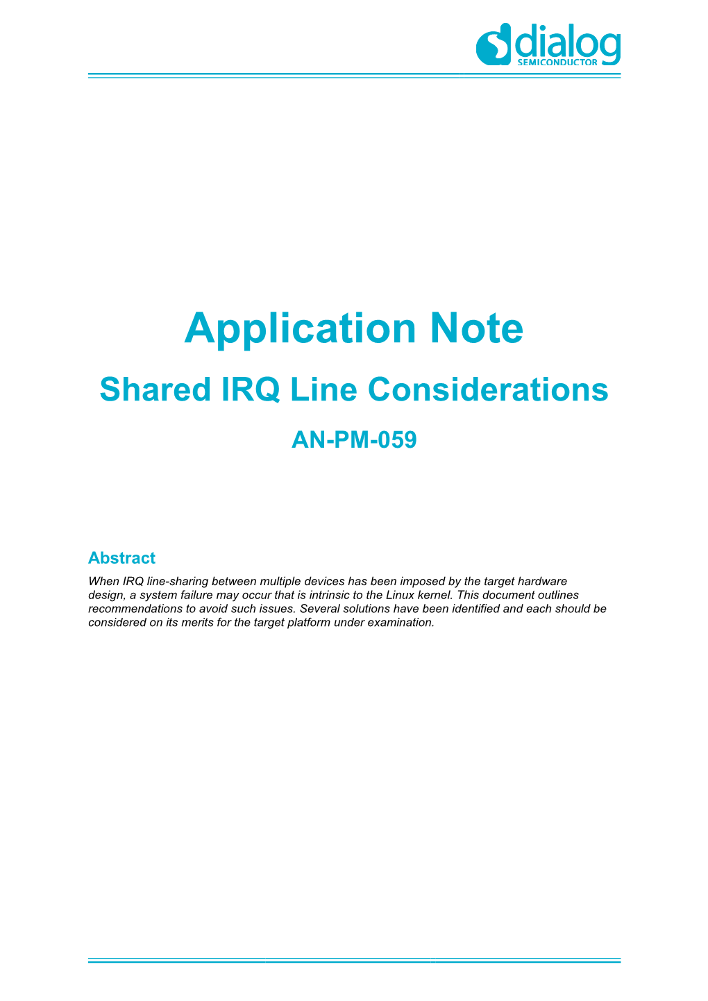 Shared IRQ Line Considerations AN-PM-059