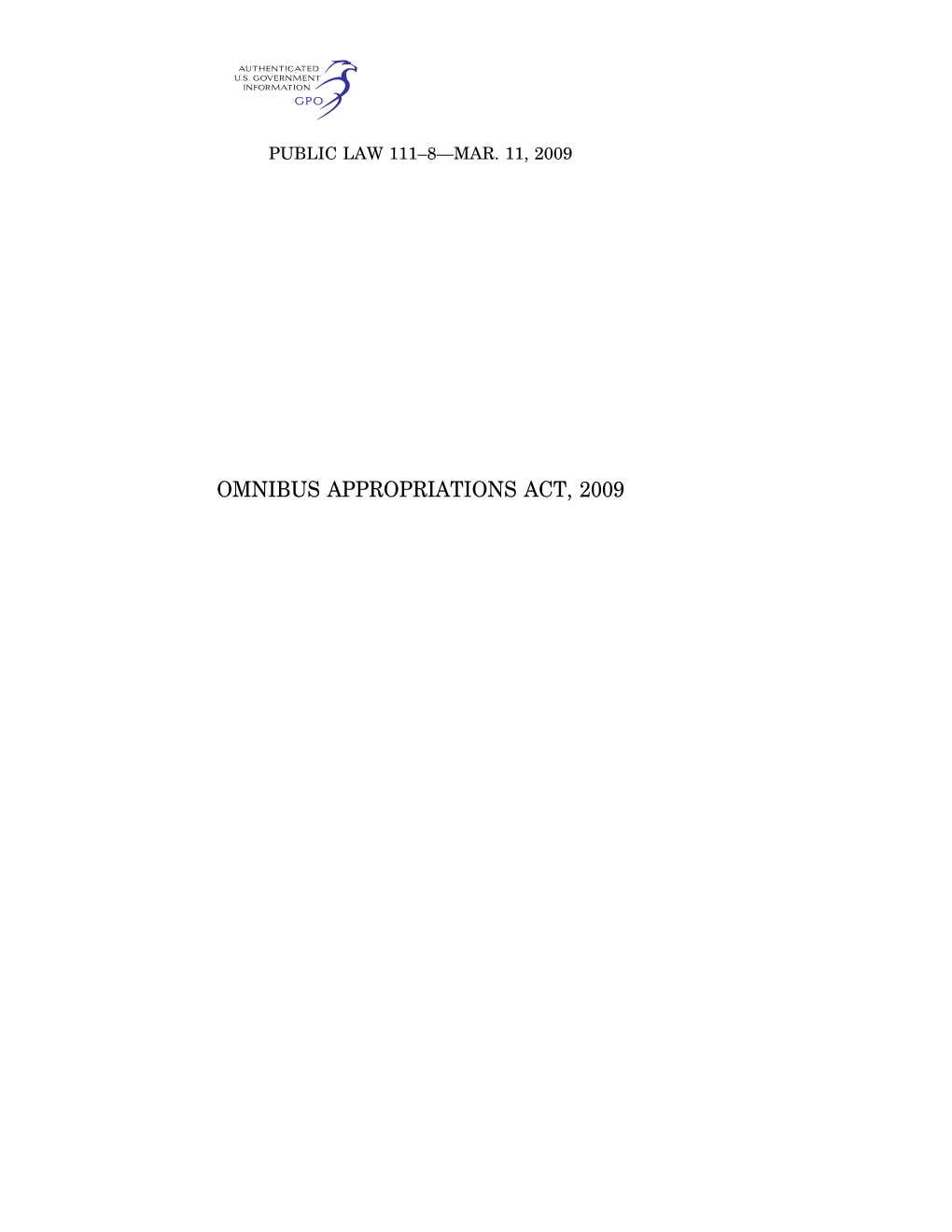 Omnibus Appropriations Act, 2009