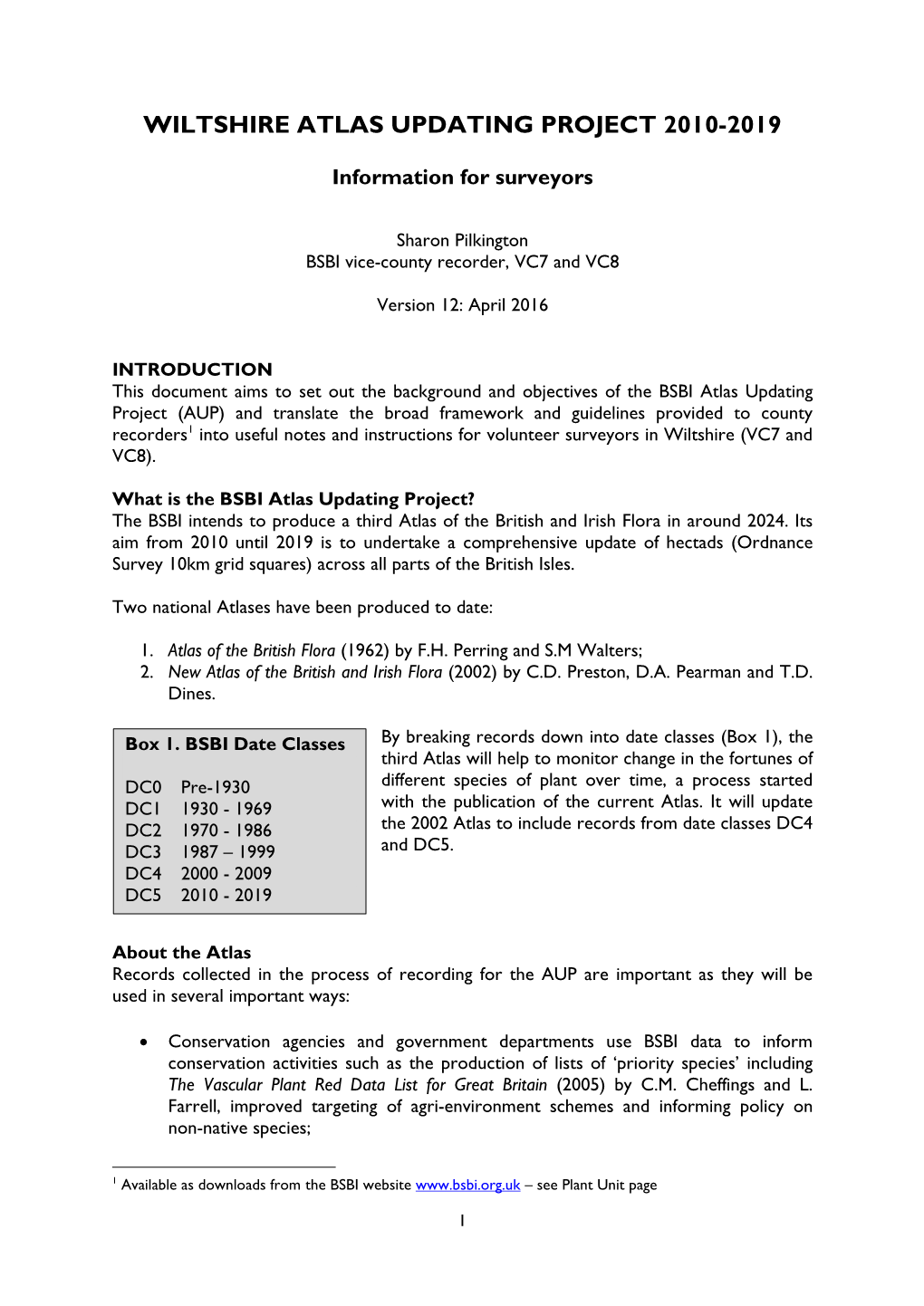 Wiltshire Atlas Updating Project 2010-2019