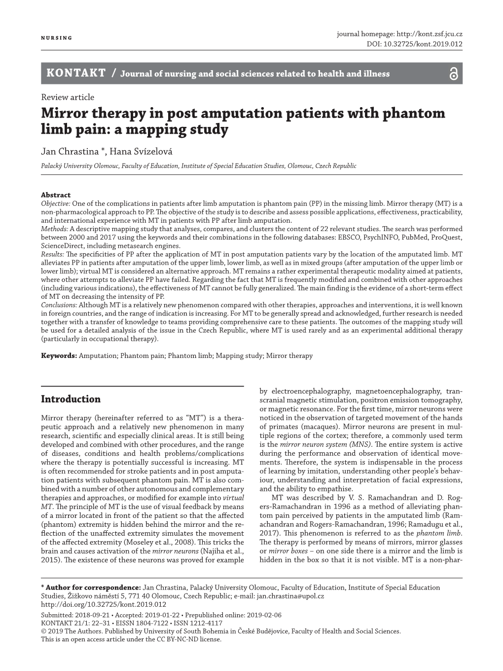 Mirror Therapy in Post Amputation Patients with Phantom