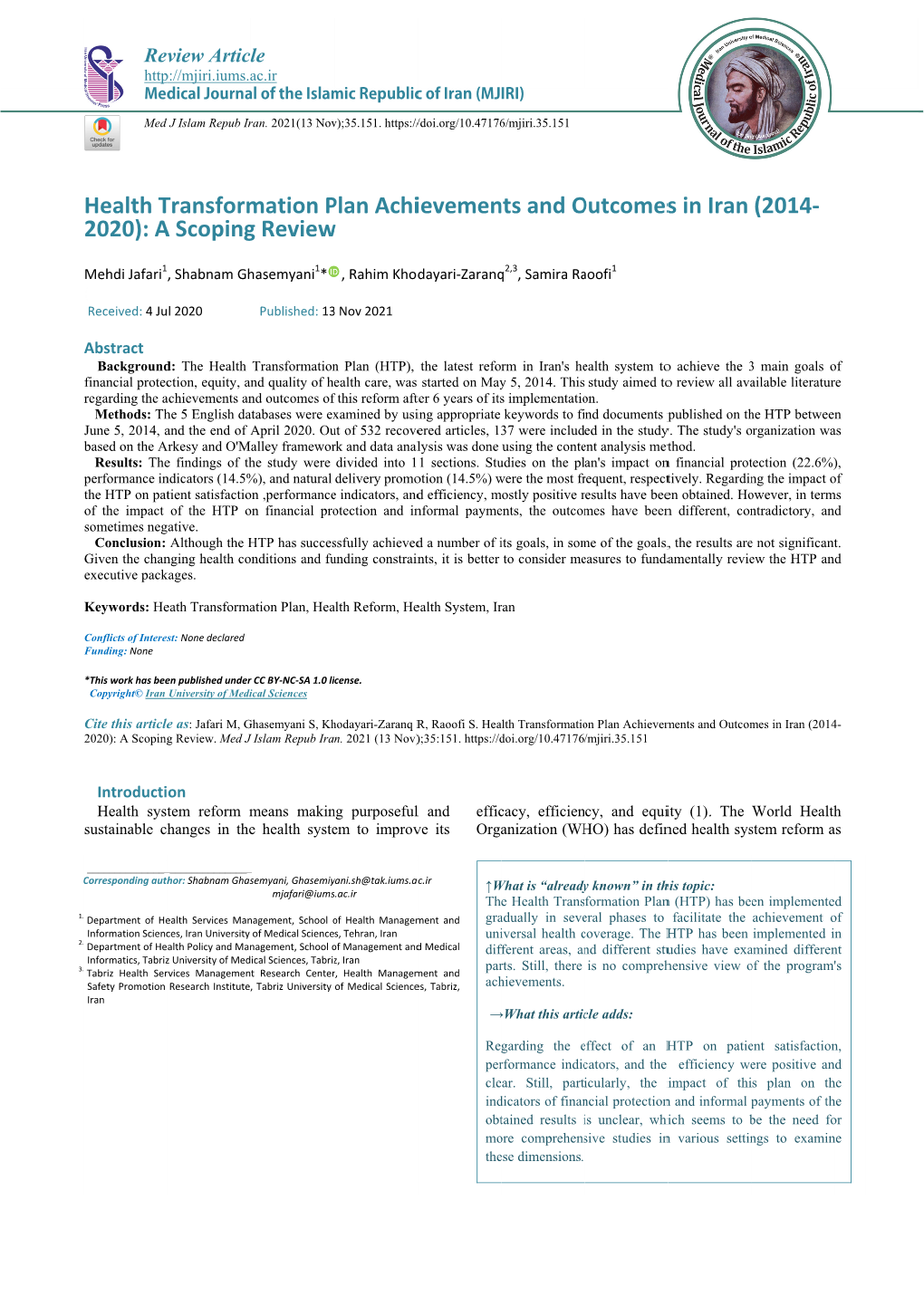 Health T 2020): a Transform a Scoping Mation P G Review Plan Achi W Ievemen Nts and O Outcomes S in Iran (2014