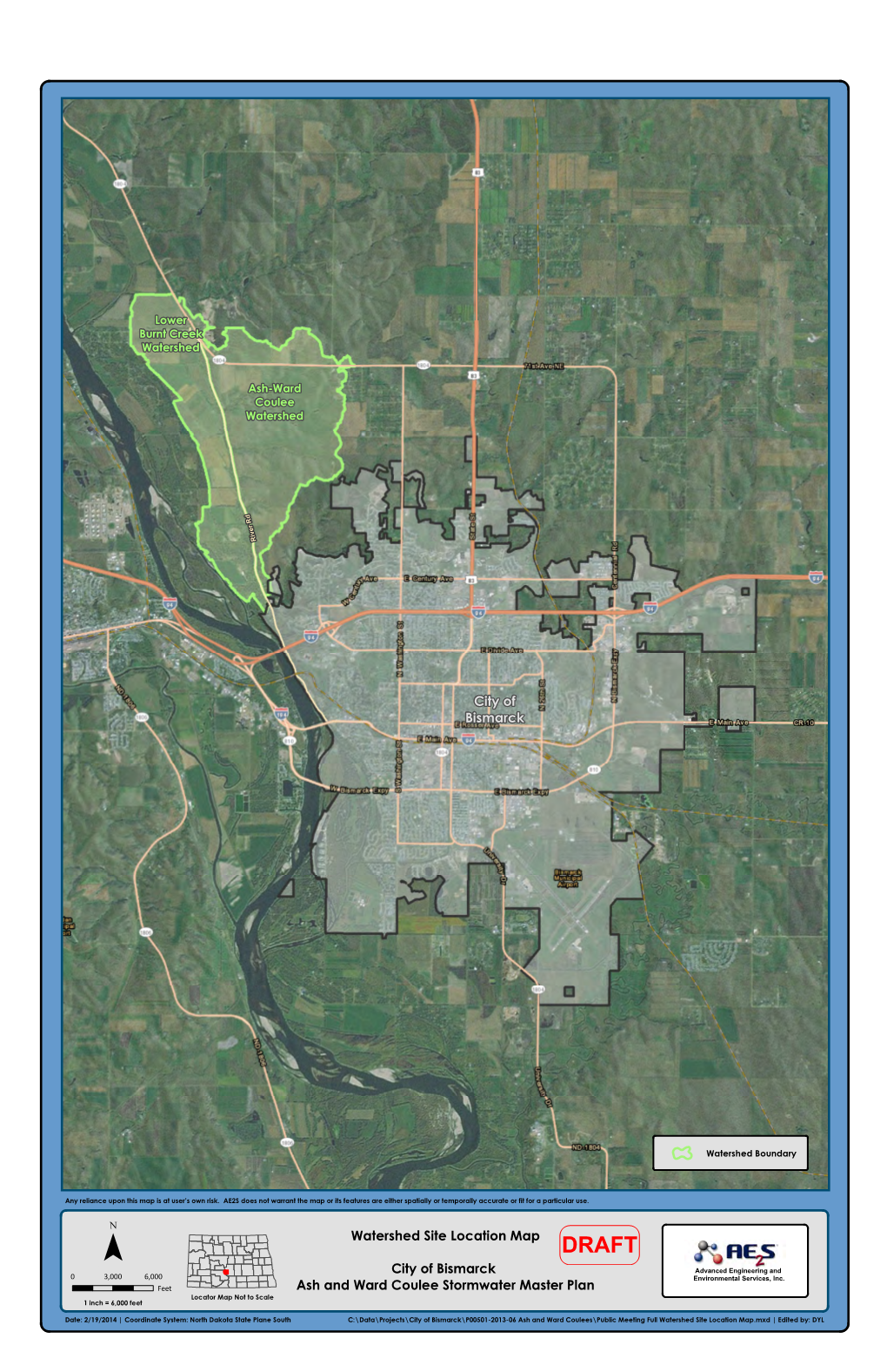 City of Bismarck Watershed Site Location Map City of Bismarck Ash