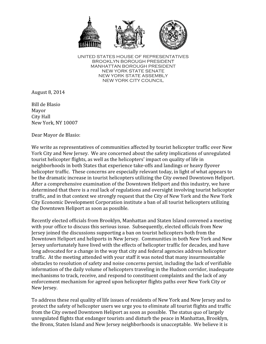 NY Joint Elected Officials Helicopters Letter