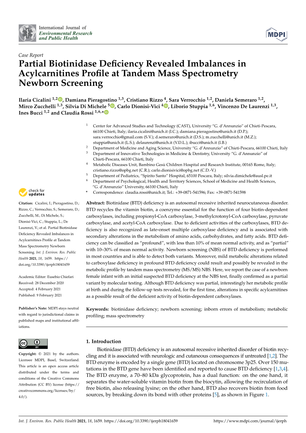 Partial Biotinidase Deficiency Revealed Imbalances In