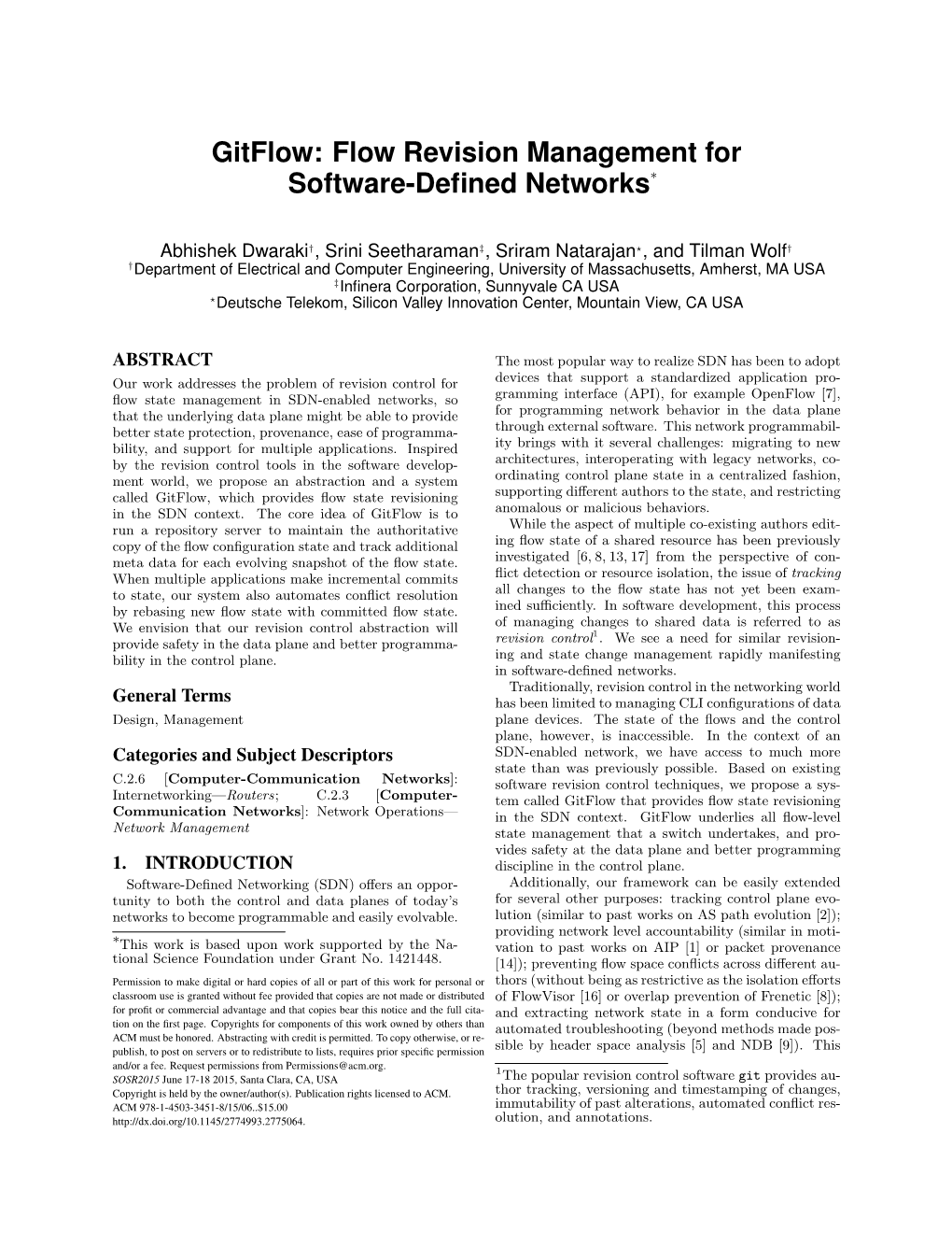 Gitflow: Flow Revision Management for Software-Deﬁned Networks∗